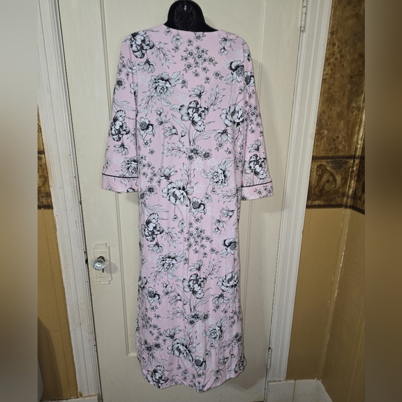 Miss Elaine Interlock Knit Robe, Long Robe 3/4 Length Sleeves Full Zip Small - Picture 5 of 7